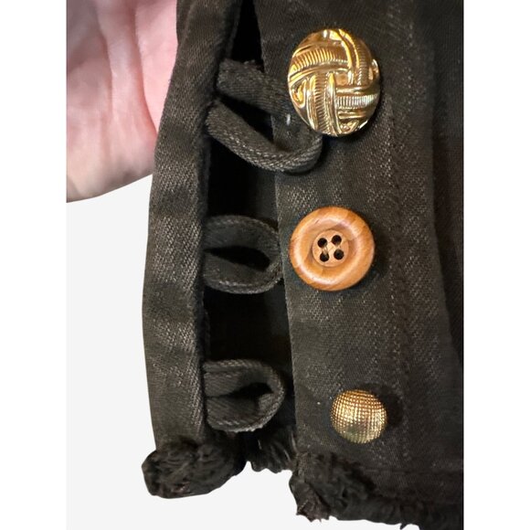 Obey Brown Distressed Capri Shorts Pants w Feather Size 28 Original Sample Piece - Picture 3 of 8